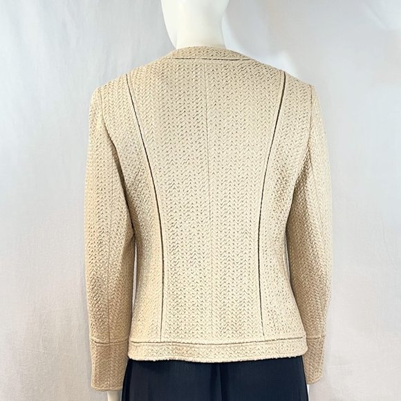 Woven Look Collarless Blazer | Lafayette 148 New York - Picture 5 of 9